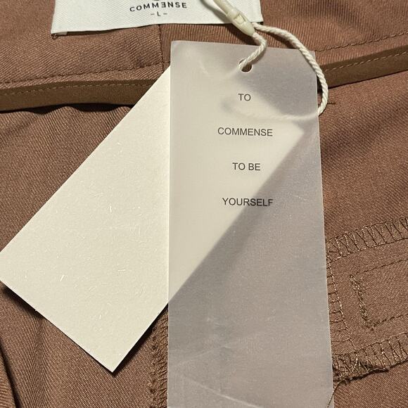 Commense Pants Womens Large Brown Cropped Trousers Polyester Blend New Tags - Picture 5 of 10